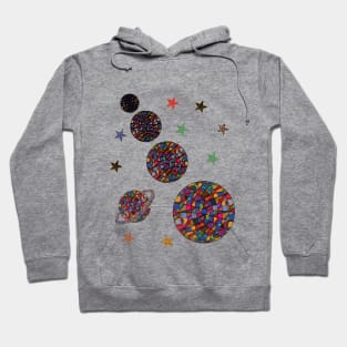 geometric digital abstract art of solar system Hoodie